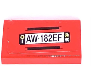 LEGO Tile 1 x 2 with AW-182EF License Plate  Sticker with Groove (3069)
