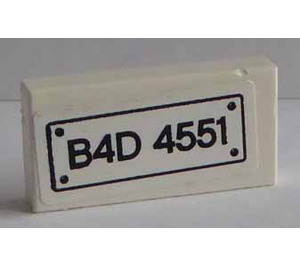 LEGO Tile 1 x 2 with 'B4D 4551' Sticker with Groove (3069)