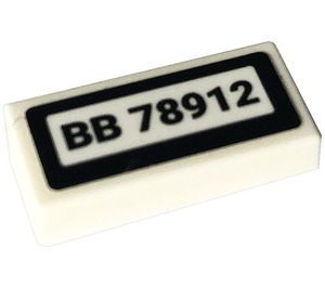 LEGO Tegel 1 x 2 met 'BB 78912' Sticker met groef (3069)