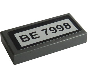 레고 타일 1 x 2 ~와 함께 "BE 7998" 상표 그루브와 함께 (3069)