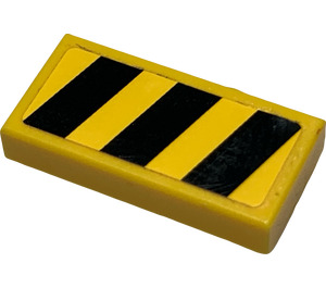 LEGO Tile 1 x 2 with Black and Yellow Danger Stripes Sticker with Groove (3069)