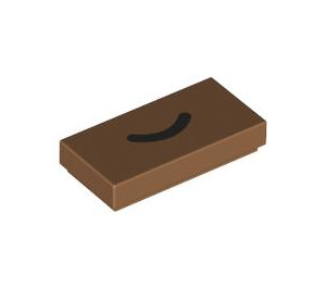 LEGO Tile 1 x 2 with Black Curved smile Line with Groove (3069 / 102762)