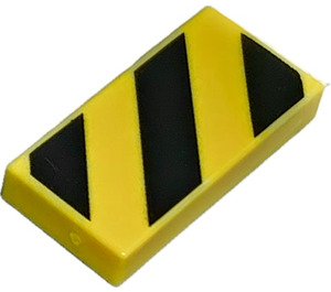 LEGO Fliese 1 x 2 mit Schwarz Danger Streifen mit Klein Gelb Ecken mit Nut (3069 / 73819)
