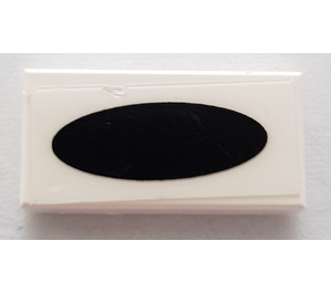 LEGO Tile 1 x 2 with Black Oval Sticker with Groove (3069)