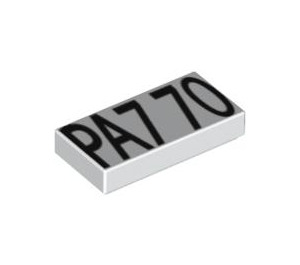 LEGO Tile 1 x 2 with Black 'PA7 70' Pattern with Groove (3069 / 88251)