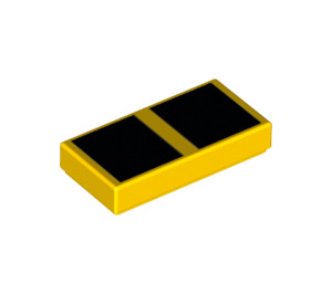 LEGO Fliese 1 x 2 mit Schwarz squares mit Nut (3069 / 31914)