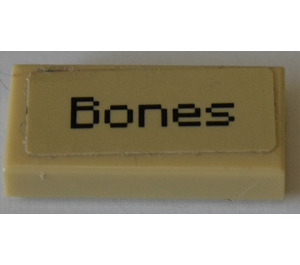 LEGO Bricka 1 x 2 med "Bones" Klistermärke med skåra (3069)