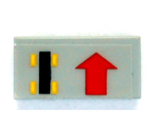 LEGO Tile 1 x 2 with Car and Straight Arrow Sticker with Groove (3069)