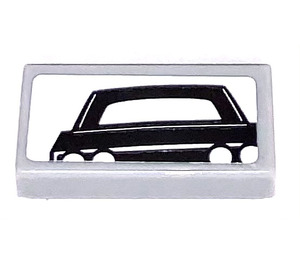 LEGO Tile 1 x 2 with Car in backmirror Sticker with Groove (3069)