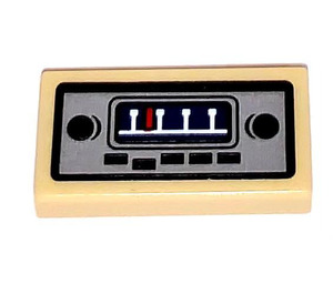 LEGO Tile 1 x 2 with Car Radio Sticker with Groove (3069)