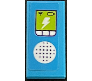 LEGO Tile 1 x 2 with CB Radio and Lightning Bolt Sticker with Groove (3069)