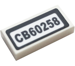LEGO Tile 1 x 2 with 'CB60258' Sticker with Groove (3069)