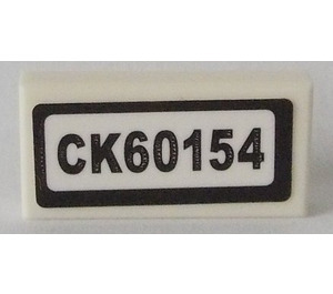 LEGO Tile 1 x 2 with 'CK60154' License Plate Sticker with Groove (3069)