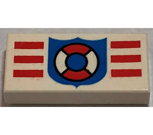 LEGO Tile 1 x 2 with Coast Guard with Groove (3069)