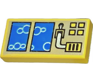 LEGO Fliese 1 x 2 mit Control Panel & Bubbles mit Nut (3069)