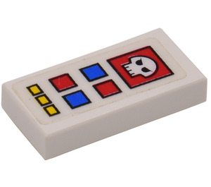 LEGO Tile 1 x 2 with Control Panel & Skull Sticker with Groove (3069)