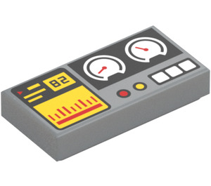 LEGO Flise 1 x 2 med Control Panel med Gul Screen med rille (3069 / 73779)