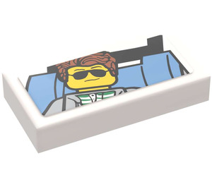 LEGO Tile 1 x 2 with Cool Customer Photo Sticker with Groove (3069)