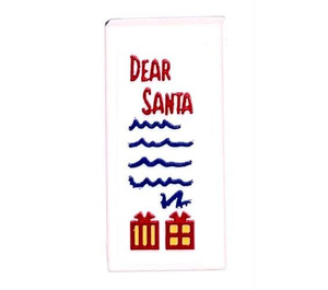 LEGO Tile 1 x 2 with Dear Santa Sticker with Groove (3069)