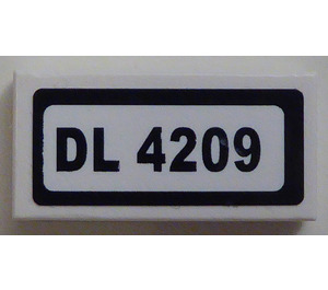 LEGO Tile 1 x 2 with 'DL 4209' Sticker with Groove (3069)