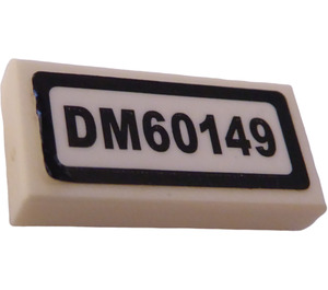 LEGO Fliese 1 x 2 mit "DM60149" Aufkleber mit Nut (3069)