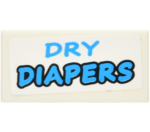 LEGO Tile 1 x 2 with ‘DRY DIAPERS' Sticker with Groove (3069)