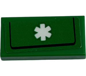 LEGO Tile 1 x 2 with EMT Star of Life Sticker with Groove (3069)