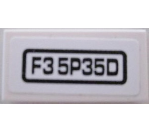 LEGO Tile 1 x 2 with 'F3 5P35D' Sticker with Groove (3069)