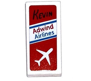 LEGO Tile 1 x 2 with Flight Ticket Kevin Sticker with Groove (3069)