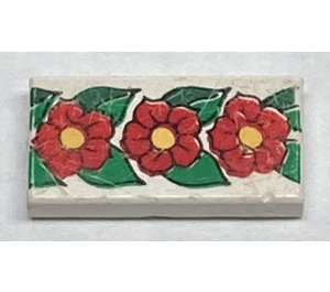 LEGO Tile 1 x 2 with Flowers with Groove (3069)