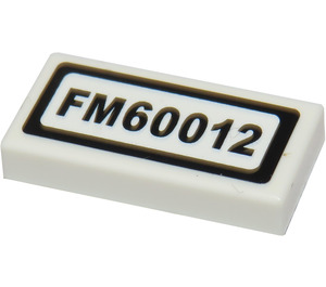LEGO Fliese 1 x 2 mit "FM60012" Aufkleber mit Nut (3069)