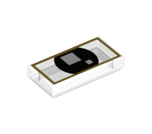 LEGO Tile 1 x 2 with Glasses Eye with Gold Trim with Groove (3069 / 39856)