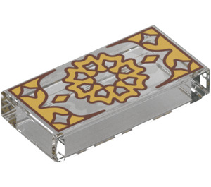 LEGO Tile 1 x 2 with Gold Decorations with Groove (3069 / 115459)