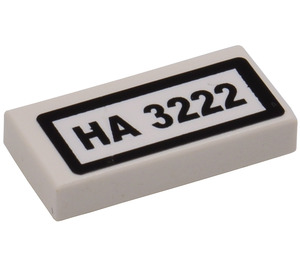 LEGO Tile 1 x 2 with 'HA 3222' Licence Plate Sticker with Groove (3069)