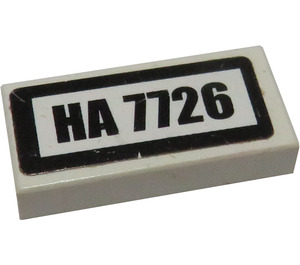 LEGO Tile 1 x 2 with 'HA 7726' Sticker with Groove (3069)