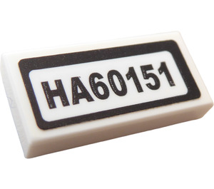 LEGO Fliese 1 x 2 mit "HA60151" Aufkleber mit Nut (3069)