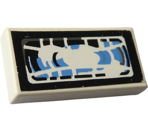 LEGO Tile 1 x 2 with Headlight with Blue Sticker with Groove (3069)