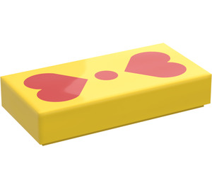 LEGO Tile 1 x 2 with Hearts with Groove (3069)