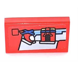 LEGO Tile 1 x 2 with helicopter  Sticker with Groove (3069)