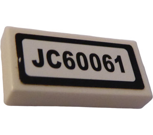 LEGO Tile 1 x 2 with "JC60061" Sticker with Groove (3069)