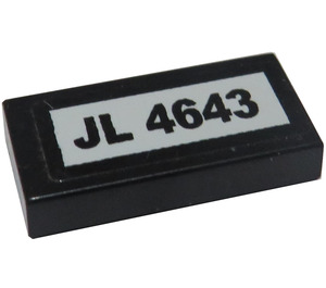 LEGO Tile 1 x 2 with 'JL 4643' Sticker with Groove (3069)