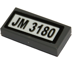 LEGO Tile 1 x 2 with 'JM 3180' Sticker with Groove (3069 / 30070)