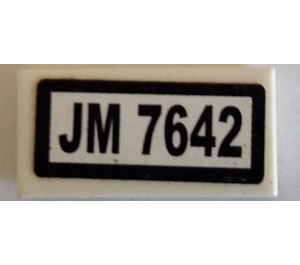LEGO Tuile 1 x 2 avec 'JM 7642' Autocollant avec rainure (3069)