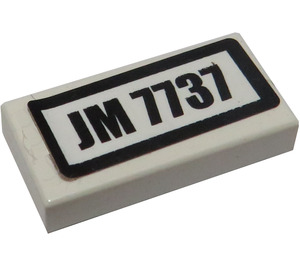 LEGO Tile 1 x 2 with 'JM 7737' Sticker with Groove (3069)