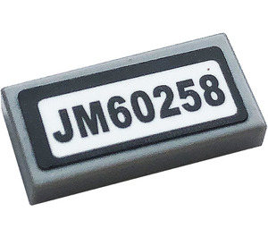 LEGO Tile 1 x 2 with 'JM60258' Sticker with Groove (3069)
