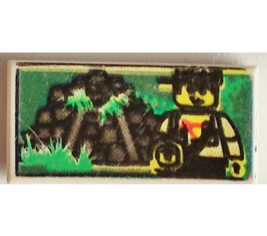LEGO Tuile 1 x 2 avec Jungle Ruins et Minifig avec rainure (3069)