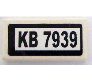 LEGO Tile 1 x 2 with 'KB 7939' Sticker with Groove (3069)