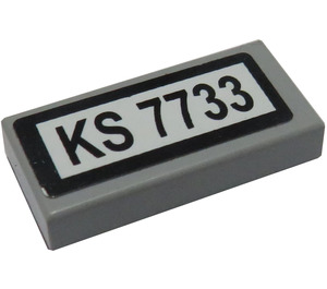 LEGO Tile 1 x 2 with 'KS 7733' Sticker with Groove (3069 / 30070)