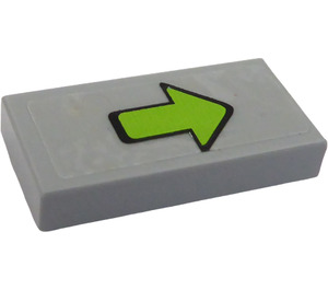 LEGO Tile 1 x 2 with Lime Arrow Sticker with Groove (3069)