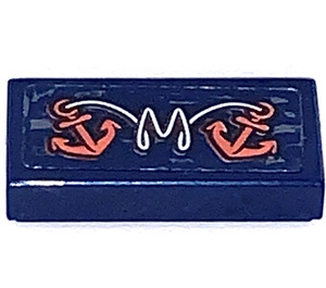 LEGO Tile 1 x 2 with "M" and Anchors Sticker with Groove (3069)